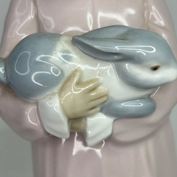 Nao By Lladro Girl W/ Bunny Figurine Porcelain Collectible 13" - Picture 2 of 10